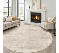 LOONGRUG Round Rug 8x8 Washable Neutral Modern Rug for Living Room Beige