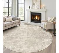 LOONGRUG Round Rug 8x8 Washable Neutral Modern Rug for Living Room Brown