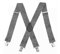 LoonTien BroCloth Mens Braces for Trousers Heavy Duty 5cm Wide Elastic X-Back Work Braces with 4 Reinforced Metal Clips for Builders & Workwear (Gray)