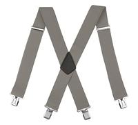 LoonTien BroCloth Men's Trouser Braces - 4 x Strengthened Clips, Elastic Adjustable X Shape, Heavy Duty (Dark Khaki)