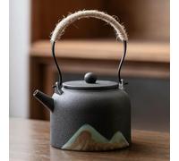 Loop-Handle Black Porcelain Ceramic Single Pot Household Tea Boiler Teapot Kung Fu Tea Set Vintage Candle Warm Heating