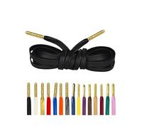 Loop King Laces 1 Pair Luxury Leather Shoe Laces with Gold Tips, Black, 7-10 Eyelets / 140cm / 55"