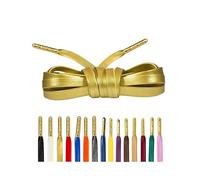 Loop King Laces 1 Pair Luxury Leather Shoe Laces with Gold Tips, Gold, 7-10 Eyelets / 140cm / 55"