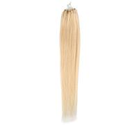 Loop Micro Ring Remy Human Hair Extension Straight Color Bleach Blonde #613 20 inch 50 Strands 0.5g/strand