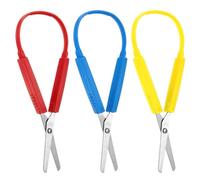 Loop Scissors 3Pcs Adaptive Design Scissor 14cm Colorful Handle Self-Opening Safety Scissors for Kids Children Schools Special Need(Red,Blue,Yellow)