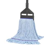 Looped-End Commercial Industrial Cotton Mop for Floor Cleaning ,Heavy Duty String Wet Mops with Long Handle for Home,Garage,Office, Workshop, Warehouse Floor Cleaning (1 Industrial mop)