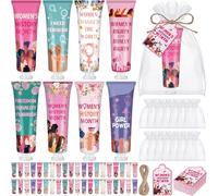 Loopeer 48 Sets Women's History Month Hand Cream Set Gifts Freedom Equality Feminism with Greeting Card Organza Bags for Home Party Supplies Women Ladies