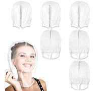 Loopeer 6 Pcs Makeup Protector Hood Washable Light Airy Nylon Chiffon Face Cover Protects Hair and Make up While Getting Dressed Zipper Closure Reusable Cosmetic Mask for Women Beauty Weddings(White)