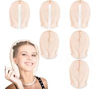 Loopeer 6 Pcs Makeup Protector Hood, Washable Light Airy Nylon Chiffon Face Cover, Protects Hair and Make up While Getting Dressed Zipper Closure Reusable Cosmetic Mask for Women Beauty Wedding(Nude)