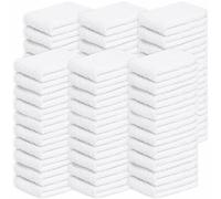 Looperry White Terry Cloth Rags (60 Pack Bulk) Commercial Grade 13x13 Lint Free Dish Cloth Multipurpose Cleaning Rags for Housekeeping, Car Wash. Absorbent & Reusable Bar Mop Towels for Kitchen Cotton