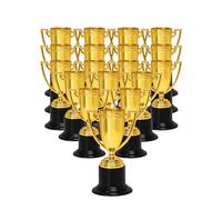 LOOPES 18PCS Mini Golden Trophies Bulk for Kids,Winner Award Trophies Football Trophies Small Plastic Trophy Cup Player of the Match Quiz Winne Star Awards Sports Tournament and Party Favors