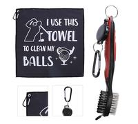 LOOPES 2PCS Funny Golf Towel Gifts Set,Golf Club Cleaner Brush Accessories Golf Towels For Golf Bags With Clip,Personalised Dad Gifts From Daughter/Son Golf Presents for Father'S Day UK Men Birthday