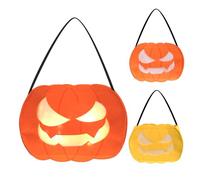 LOOPES 2Pcs Halloween Candy Bags with LED Light,Trick or Treat Bucket Halloween Treats Pumpkin Gift Bags for Kids Light Up Reusable Candy Basket for Halloween Party Supplies Favors(Orange&Yellow)