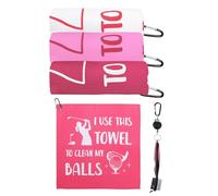 LOOPES 4PCS Golf Towel Club Groove Cleaner Brush Set, Funny Towels Gifts For Women, Wife, Girlfriend, Mum, Golfers/Golf Fan Personalised Birthday Xmas Accessories Presents(Pink/White/Light Pink)