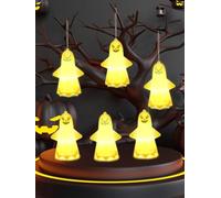 LOOPES 6Pcs Halloween Lights Kit, LED Light Up Ghost Halloween Tree Decorations Cute Hanging Trick or Treat Night Lights for Kids Home Table Windows Outdoor Decor Party Favors