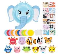 LOOPES Arts and Crafts for Kids 12 Pack Animals Paper Plates Art Sets DIY Craft Kit with Double-Sided Adhesive Tape for 3-12 Years Old Boys Girls Gift & Educational Toys Kits