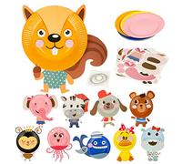 LOOPES Arts and Crafts Kits for Kids,10Pcs Animals Cartoon Paper Plate Art Sets Autumn Craft Kits for 3-12 Year Olds Girls and Boys Birthday Holiday Autumn Christmas Gifts Educational Toys