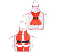 LOOPES Christmas Couple Aprons - Santa & Lady Design Funny Aprons for Couples, Family Dinner, Baking, Cooking, BBQ - Great Gift Idea