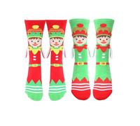 LOOPES Christmas Elf Slipper Socks for Women,2Pairs Elf Christmas Holding Hands Socks Bed Socks Plush Slipper Socks Winter Socks Sleeping Warm Christmas Socks Gift