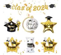 LOOPES Class of 2024 Graduation Banner & Balloons Congrats Grad Decorations 2024 Black & Gold