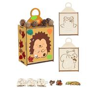 LOOPES Craft Kits for Kids,3PCS Wooden Animal Lantern Thanksgiving Table Decor Kids Activities Painting Set Arts and Crafts Gifts for Harvest Autumn Halloween Fall Thanksgiving Home Decorations