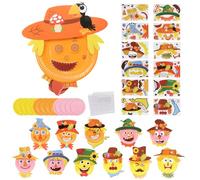 LOOPES Crafts Set for Kids,12 Pack Scarecrow Paper Plates Arts and Crafts for 3-12 Years Old Boys Girls Children DIY Crafts Gift for Autumn Thanksgiving Halloween Scarecrows Decorations