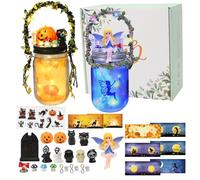 LOOPES DIY Christmas Fairy Lights Ghost/Fairy Lantern Crafts Kit Creative Gift for Kids 6+,Mason Jar Night Light-8 Styles Shades Arts&Crafts for Halloween Nightmare Before Christmas Autumn Xmas Gifts