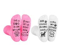 LOOPES Dog Lovers Gifts For Women,2Pairs Novelty Lounge Dog Socks Warm Funny Socks Gift For Wife Sister Mum Grandma Valentines Vet Fun Cupcake Socks Christmas Birthday Present For Her (White&Pink)
