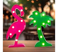 LOOPES Flamingo and Palm Tree Gifts for Women Girl,LED Flamingo Palm Tree Lamp Signs Pink Flamingo Gifts Summer Accessories Flamingo Night Light for Bedroom Table Beach Birthday Party Flamingo Decor