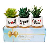 LOOPES Gifts for Mum-Succulent Ceramic Planters Birthday Gifts for Mum from Daughter Son Mummy Mom Mum Gifts Unique Mum Present for Birthday Christmas Mothers Day-Mum,Love You
