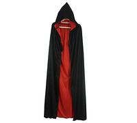 LOOPES Halloween Red & Black Cloak Dracula Cape Vampire Cape Women Witch Devil Cosplay Costume Accessories Reversible Cape Halloween Party Carnival World Book Day(170cm)