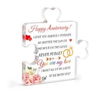 LOOPES Happy Anniversary Acrylic Gifts for Her Him,Wedding Anniversary Plaque Gifts for Wife Husband I Love You Gifts for Girlfriend Boyfriend Anniversary Present for Couple
