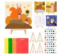 LOOPES Kids Animal Painting Set,Arts and Crafts Painting Gifts for Boys Girls-Hedgehog Owl Squirrel Bear-Creative Art Activities Toys for 5 6 7 8 9 10 11 12 Year Old Autumn Birthday Christmas Gifts