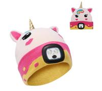 LOOPES LED Unicorn Lighted Beanie Hat,USB Winter Hat Rechargeable Running Hat Ultra Bright Unicorn Gifts for Kids Boys Girls Christmas Outdoor Sports Skiing Cycling Camping-3 Light Modes