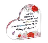 LOOPES Retirement Gifts for Women,Thank You Gift Leaving Gifts Heart-shaped Acrylic Retirement Plaque for Colleagues Teacher Friend Employees Nurses Retirement Presents