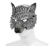 LOOPES Wolf Mask Scary Silver Werewolf Mask Big Bad Wolf Costume Accessories Animal Face Mask Halloween Wolf Masks for Adult Kids Carnival Masquerade Halloween World Book Day