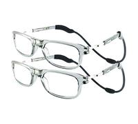 Loopies Magnetic Reading Glasses. Unisex, Adjustable, Foldable, Front Connecting, UVA, Scratch Resistant, Case & Cloth (Grey, +2.00)