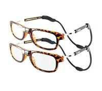 Loopies Twin Pack Magnetic Reading Glasses - Never Lose Your Glasses, Flexible Neck Loop, Lightweight TR90 Frame, Anti-Glare Lenses (Unisex, +2.50)