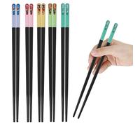 loopki Fiberglass Chopsticks, Reusable Chopsticks Set Dishwasher Safe, 5 Colors Chop Sticks with Non-Slip Design (Black)