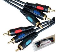 Loops 0.15m 3RCA Male to 3 Phono Plug Patch Cable/Lead - RGB Component DVD CCTV Short