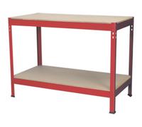 Loops 1.2m x 0.6m Workbench - Heavy Duty Steel Frame & Wooden Work Top & Storage Shelf in Metallics Loops Metallics