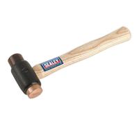 Loops 1.5lb Copper & Rawhide Faced Hammer - Hickory Wooden Shaft - Iron Head Loops Copper