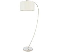 Loops 1.5m Curved Floor Lamp Nickel & White Shade Arched Standing Living Room Light in Metallics Loops Metallics
