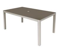 Loops 1.5M Garden Dining Table & Parasol Hole - Light Grey Aluminium Glass Top Outdoor