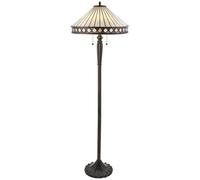 Loops 1.5m Tiffany Twin Floor Lamp Dark Bronze & Stained Glass Simple Shade i00015 in Clear Loops Clear