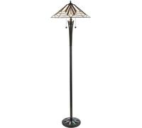 Loops 1.6m Tiffany Twin Floor Lamp Black Stem & Retro Stained Glass Shade i00003 Loops Black