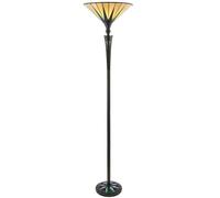 Loops 1.7m Tiffany Uplight Floor Lamp Black & Multi Colour Stained Glass Shade i00010 Loops Black