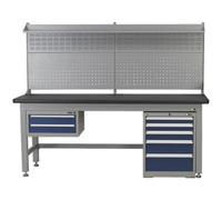 Loops 1.8m Complete Industrial Workstation & Cabinet Set - Back Panel Drawers Storage Loops Multicolor