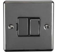 Loops 1 Gang 13A Switched Fuse Spur Black Nickel & Black Metal Rocker Mains Isolation