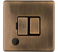 Loops 1 Gang 13A Switched Fuse Spur & Flex Outlet Screwless Antique Brass Isolation